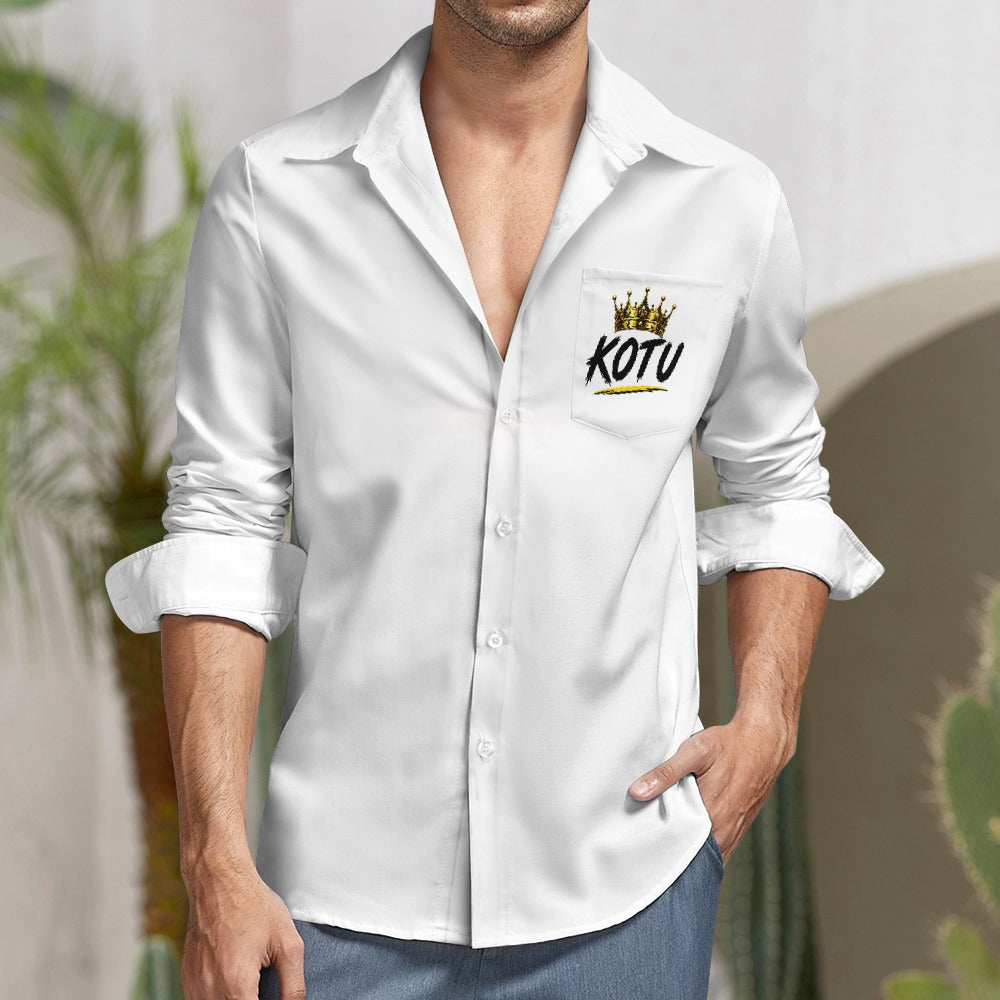 Casual fluwelen shirt met één zak en lange mouwen